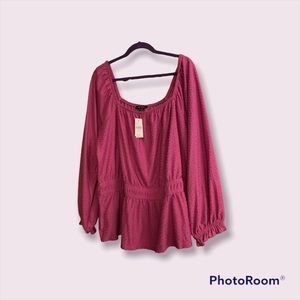 NWT Lane Bryant purple peasant Top